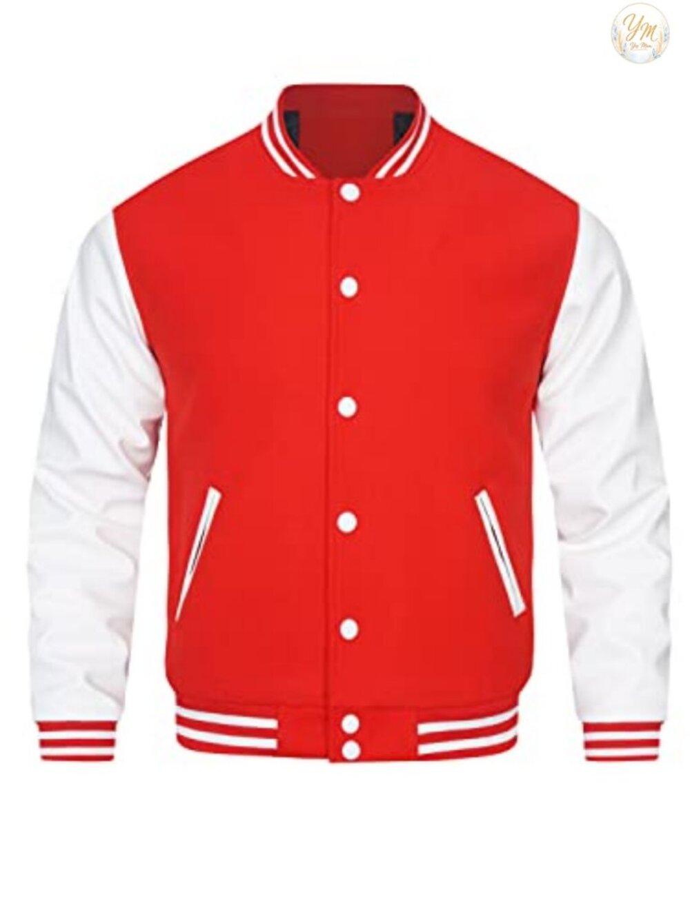 Faux Leather Sleeve Varsity Jacket Letterman Faux Leather Sleeve